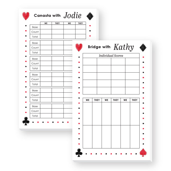 CANASTA AND BRIDGE SCORE CARD PADS - SMALL