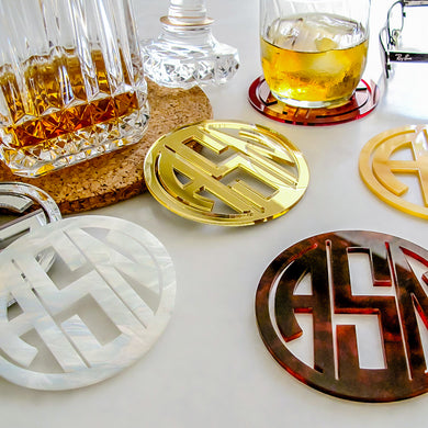 ACRYLIC MONOGRAM COASTERS - SET OF 4 - Out of the Box NY Gifts