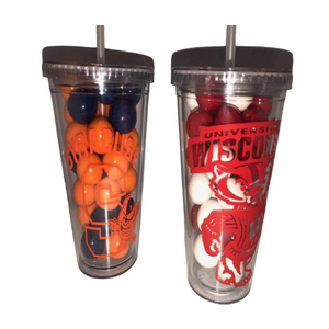 CLEAR COLLEGE TUMBLER w/ STRAW - Out of the Box NY Gifts