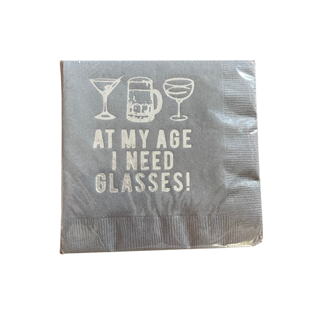 I NEED GLASSES BEVERAGE NAPKIN - Out of the Box NY Gifts