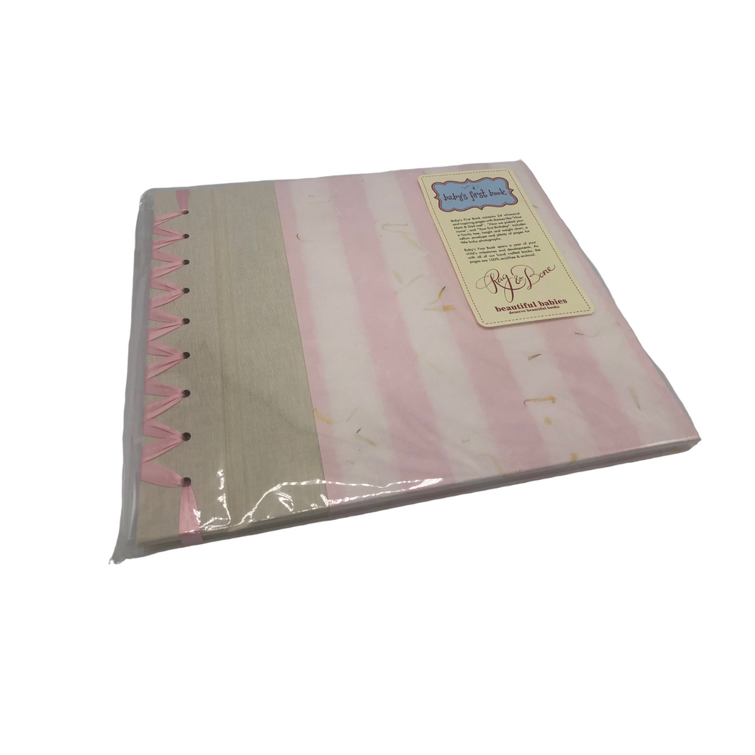 BABY BOOK - PINK/WHITE STRIPE - Out of the Box NY Gifts