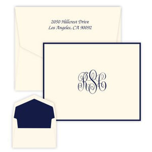 MONOGRAMMED FOLDED NOTE CARD STATIONERY - Out of the Box NY Gifts
