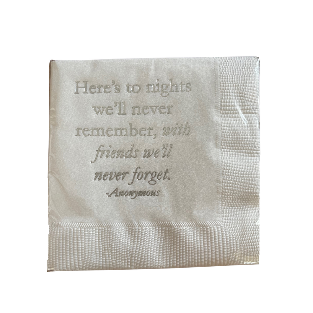 HERE'S TO FRIENDS BEVERAGE NAPKIN - Out of the Box NY Gifts