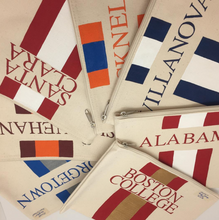 SMALL COLLEGE CANVAS POUCH WITH STRIPES - Out of the Box NY Gifts
