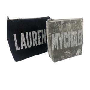 QUILTED KOALA VELVET MAKEUP BAG OR CLUTCH WITH MONOGRAM/NAME/EMBELLISHMENT - Out of the Box NY Gifts