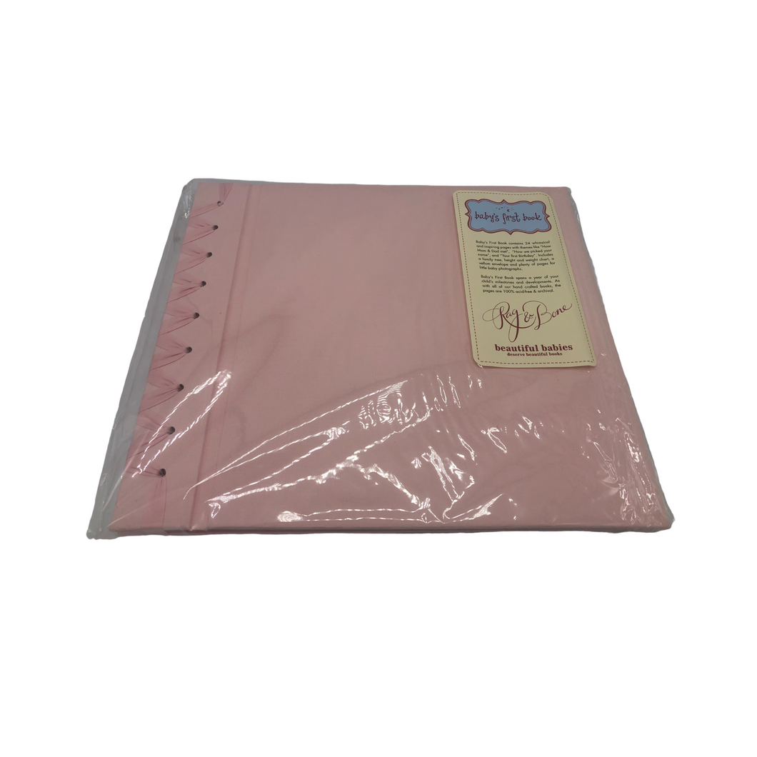 BABY BOOK - PINK LINEN STRIPE - Out of the Box NY Gifts