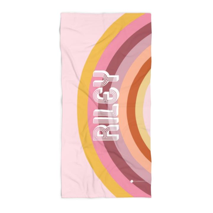 PINK PASTEL RAINBOW BEACH TOWEL - Out of the Box NY Gifts