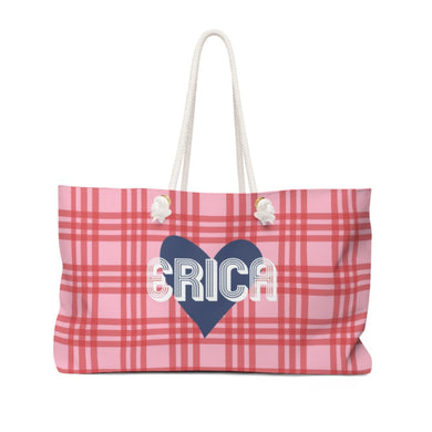 PLAID & HEART TRAVEL TOTE - Out of the Box NY Gifts