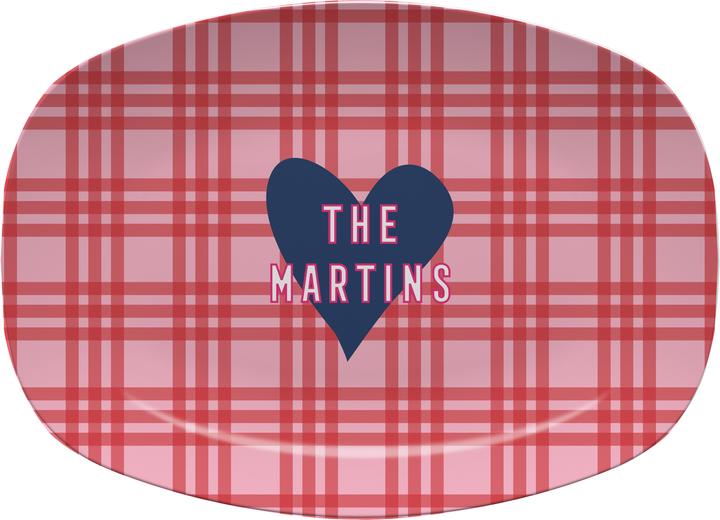PLAID AND HEART MELAMIINE PLATTER - Out of the Box NY Gifts